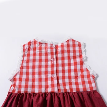 Rdeče/bela dekleta telovnik obleko poletje priložnostne brez rokavov malčka obleka za malčke baby oblačila bebe vestidos
