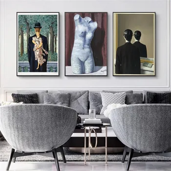 Rene Magritte Seksi Gola Ženska Platna Slike Na Steni Umetnosti Plakatov In Fotografij Nadrealizma Umetniških Slik, Dnevna Soba Cuadro