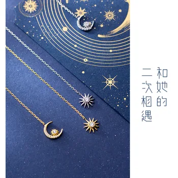 Resnična 925 Sterling Srebrna Luna Star Velikost Uhanov Dolgo, Luna in Sonce Potegnite Skozi Uhani za Ženske, Nakit Darila