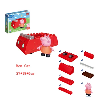 Resnično Peppa Pig gradniki Nastavite otroci Avto Potisnite Swing opeke igrače in lutke otrok Rojstni dan Opeke Gradnik Tabela