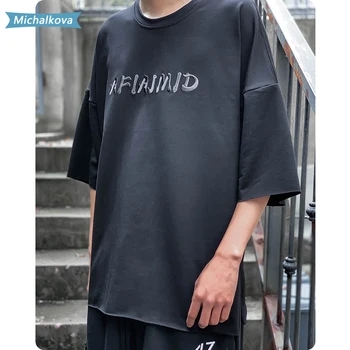 Robom Split pismo Vezenje Posadke vratu Tee ženska/moška oblačila Hiphop Harajuku Osnovno T-shirt Jogger mehko in udobno