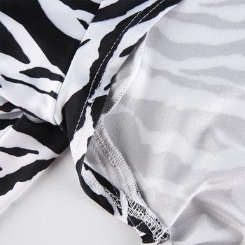 Rockmore Zebra Print Backless Seksi T-Shirt Za Ženske Povoj Turtleneck Dolg Rokav Priložnostne Tshirts Suh Izrez Srajce Jeseni