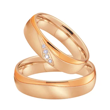 Rose Gold Barvi njegov in njen ujemanje poroke poroka obroči za nekaj zakonske zveze, nakit prst prstan Zavezništvo Anel anillos