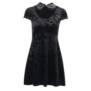 Rosetic Gothic Punk Čipke Gumb Obleko 2020 Poletje Lady Vintage Moda Kratke Venčni Rokavi Ženske Retro Večer Stranka Mini Obleke