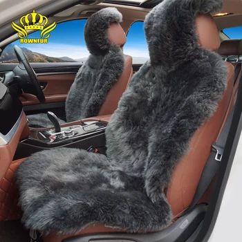 Rownfur Naravnega krzna Avstralske ovčje kože avtomobilskih sedežnih prevlek univerzalna velikost sedeža kritje za oprema avtomobile 2016 D001-B