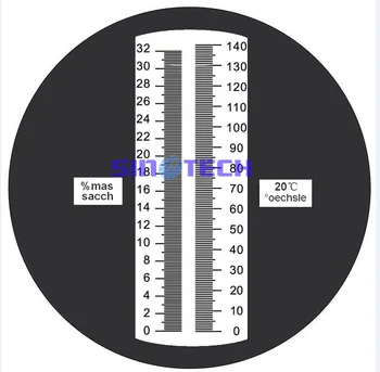 Ročni Oechsle 0~32%mas sacch coeberry Sadje refraktometer P-RHB-32DATC