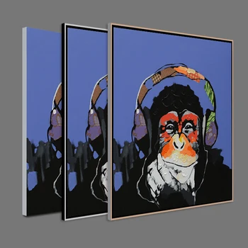 Ročno Poslikane Stene V Slikah, Oljna Slika Na Platnu Visoko Kakovost Slike Razmišljanje Opica Velik Okras Za Dnevno Sobo