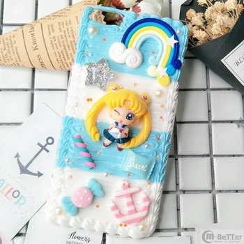 Ročno Sailor Moon Ohišje Za Samsung S20 ultra Luštna Punca telefon kritje Note10+ mobile Galaxy s10/8/9 plus DIY krema lupini note8/9