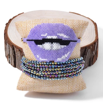 Rttooas Vijolično Ustnice Zapestnica MIYUKI, Ročno Tassel Tkane Pulseras Mujer 2020 Moda Beaded Hlačnice Zapestnica Modni Nakit