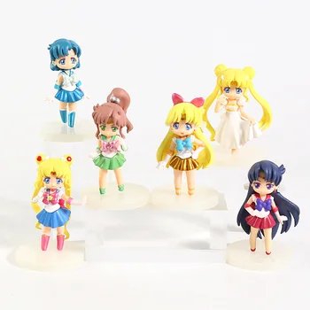 Sailor Moon Kristalno Vedrino Usagi Tsukino Mornar Mars Merkur Jupiter, Venera Mini PVC Številke Igrače 6pcs/set