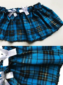 Seksi Sleepwear Perilo Babydoll falbala študent maidservant pinafore kariran enotno skušnjavo Skušnjava Obleke
