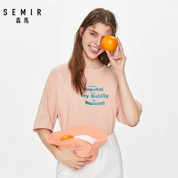 SEMIR o Vratu Puloverju Kratek Sleeve Majica s kratkimi rokavi ženske bombaž slim mehko tshirt ženska športna modna oblačila