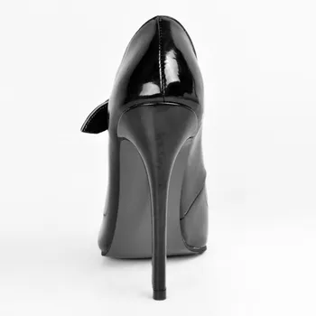 SHOFOO čevlji.Lep modi , črno usnje, 11 cm visoko peto čevlje, konicami prstov črpalke, velikosti čevljev. VELIKOST:34-47
