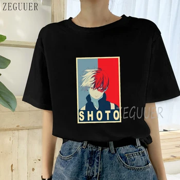 Shoto Todoroki Moj Junak Univerzami Ženske Majice Priložnostne Harajuku Black Vrhovi Gothic T Shirt Japonski Anime Tshirt Ženske Oblačila