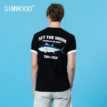 SIMWOOD 2020 Poletje Novo Nazaj Tunov Natisni T-majice, Moške, bombaž dihanje Vrhovi Plus Velikost Tees pismo tshirt SJ120418