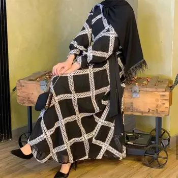 Siskakia Modni Tisk Muslimansko Obleko Malezija Turčija Islamske Ženske, Oblačila Hidžab, Obleke, O Vratu Dolg Rokav Arabski Nosi