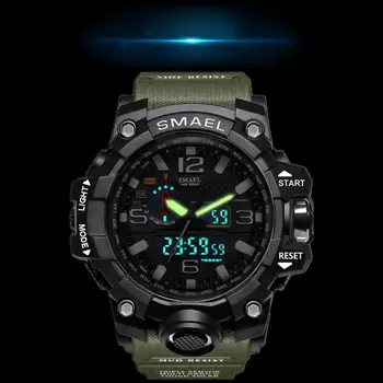 SMAEL Modno uro Znamke Moških Nov Slog Digitalni Nepremočljiva Šport Vojaške Ure Moške Šok Analogni Dual Display Quartz uro