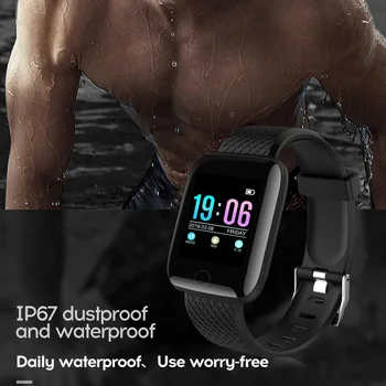 Smartwatch 116 Plus Smart Šport Gledam Fitnes Zapestnica Pedometer Srčni utrip Informationg Opomnik, Nepremočljiva, za vse telefon