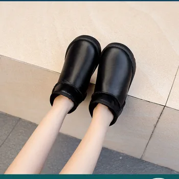 Sneg Škornji Ženska Čevelj 2020 Pozimi Nove Ženske Gleženj Boot Mode Plus Velikost Ravno Škorenjčki PU usnja Dame Čevlji Botas feminina