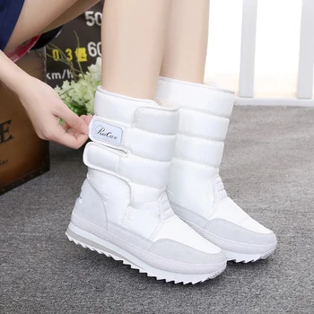 Sneg škornji ženske čevlje 2021 kavljem & zanke mid-tele zimski čevlji dame čevlji krog toe toplo plišastih čevlji ženska zapatos de mujer