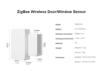 SONOFF SNZB-04 ZigBee Brezžična Vrata/Okno Senzor, Detektor, On/ Off Opozorilo, Obvestilo Za eWeLink APLIKACIJO Smart Home Automation