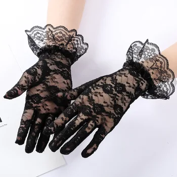 Spomladi in poleti kratke čipke čipke tanke rokavice za zaščito pred soncem vožnje rokavice ženske bonton rokavice ženske