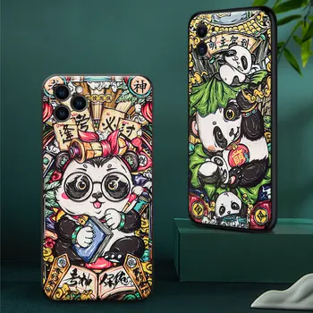 Srčkan Panda Primeru Telefon za Samsung S10e S8 S9 S10 S20 Ultra Opomba 8 9 10 Plus Capa Mehko Nazaj Zajema 3D Reliefni Telefon Primerih Coque