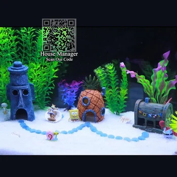 Super 3style Akvarij Dekoracijo Risanka Hišo za Fish Tank, Ananas Hiša / Krusty Krab / Octopus' Velikonočni Otok, Vodja Hiše