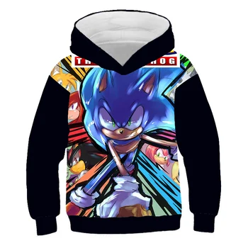 Super Sonic hedgehog Hoodie otroška Majica 3D color Cosplay oblačila za mlade fante. Deklice obleko 4-14y
