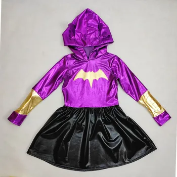 Superheroj Dekleta Hoodie Obleko - Otroci Batgirl Kostum TuTu Obleka za Halloween Kostumi (3-9Years) Stranka Obleko