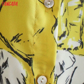 Tangada moda za ženske, rumena živali tiskanja obleko 2020 nov prihod Dolg Rokav Dame elegantno midi Obleko Vestidos XN28