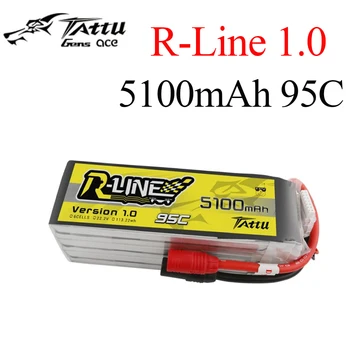 Tattu R-Line 22.2 V 5100mah 6S 95C FPV Lipo Baterije z AS150 Plug za RC FPV Dirke Brnenje Quadcopter