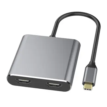 Tip C Adapter HDMI 4K USB C Dvojni HDMI USB 3.0 PD Polnjenje Vrata USB-C Pretvornik Kabel za MacBook Samsung Dex Galaxy S10/S9
