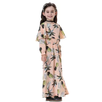 Tiskanje Moda Dolgo Muslimansko Obleko Otrok Abaya Islamske za Dekle, Malezija Arabskem Obleko Maroški tam kaftan TH608