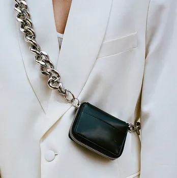 Torbe za ženske do leta 2020 Grobo verige PU Zavihek Enotni Modni Trdna Ramo Torbe, mini torbici Nove prsi luksuzni vrečko oblikovalec