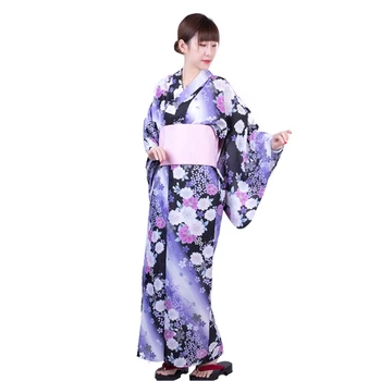 Tradicionalni Japonski Yukata Kimono Obleko za Ženske Haori Cvetlični Češnja Cosplay Kostume Azijskih Dolgih Oblačilih, Pižame, Oblačila