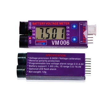 Trajno Monitor LCD Zaslon Napetost Meter Natančno Digitalno Obratno Polariteto Zaščito Za RC Enostavno Uporabo VM006 1-6S Baterije Tester