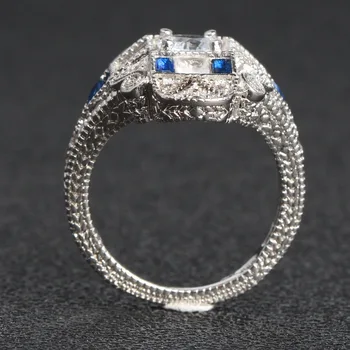 Trdna S925 Srebro 3 Karati Diamantni Prstan za Ženske v Redu Anillos Safir Bizuteria Modra Gemstone, Srebro 925 Nakit Diamantni Prstan