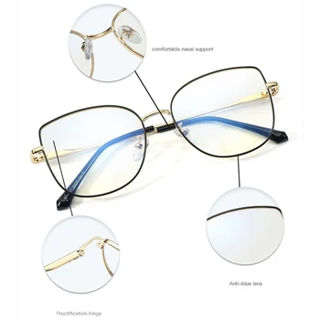 Trendy Prevelik Modra Svetloba Očala Ženske Modne Blagovne Znamke Visoke Kakovosti Pregleden Seksi Mačka Oči Očal Okvir Očal