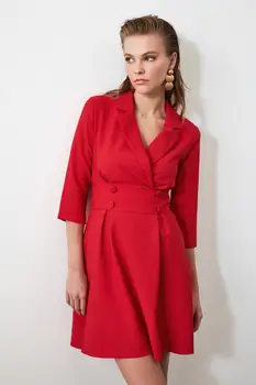 Trendyol Rdeči Gumb Podrobnosti Obleko TWOAW20EL0112