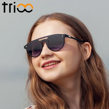 TRIOO Rožnata Očala za Sonce, Za Ženske Ravno Rimless Okvir Slog Lunette Visoko Modo Ozkega Obraza Dame sončna Očala Novo Oculos