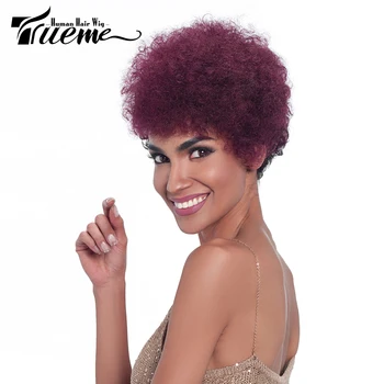 Trueme Mix Barve Lasulja Afro Brazilski Remy Človeških Las Kratek Afro Lasulje Za Black Ženske Polno Modnih Lasuljo