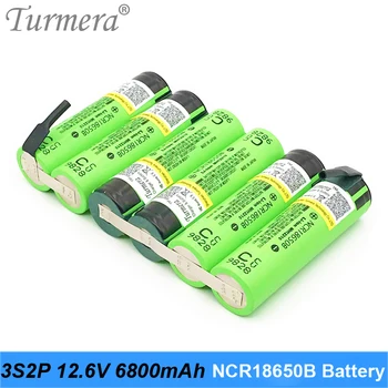 Turmera 12V 18650 Baterijo 3S2P ncr18650b 6800mah 10.8 V 12,6 V Spajkanje Baterija za Izvijač Baterije po Meri