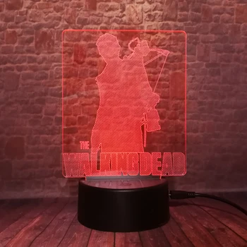 U.S.TV Drama Slika Dejanje Walking Dead Rick Daryl Dixon Kul 3D LED Nočna Lučka 7 ColorChange Lučka Fantje Človek Navijači Božič Dekor
