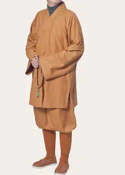 Unisex Debel Jesen&Pomlad Budistični shaolin menihi uniforme, obleke arhat kung fu borilne veščine oblačila yellowgray