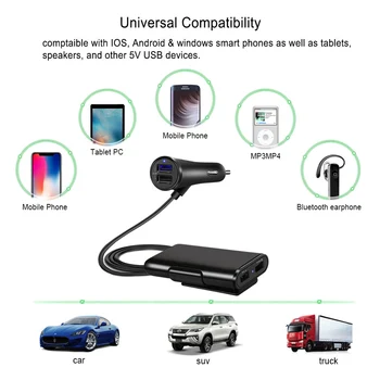 USB Avtomobilski Telefon, Polnilnik 4 Vrata Hitro Adapter za Avto Polnilnik Za iPhone Xiaomi mi Tablični Pametni telefon, pristojen Za IOS Android