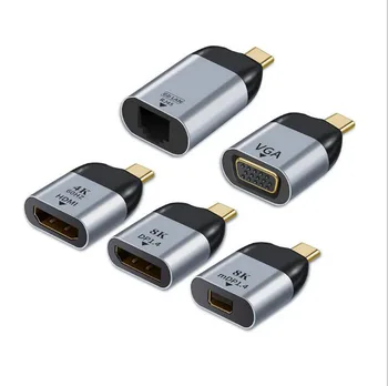 USB Tip-C HDMI DP VGA miniDP RJ45 Adapter Pretvornik 4K 60Hz HD video prenos za Mac PC Prenosni Telefon Android TV