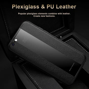 Usnjena torbica za iPhone 6 6S 7 8 Plus Vpower Luksuzni pleksi steklo+PU Usnje Splice Telefon Primerih za Apple iPhone 6 7 8 Nazaj Zajema