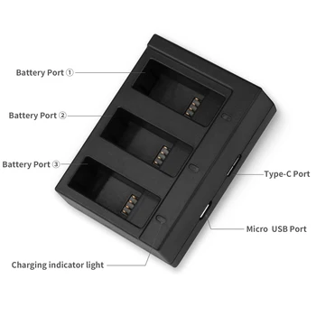 USTRELIL AHDBT-501 Tri/Dual Port 1220mAh Baterija za GoPro Hero 8 7 6 5 Črna Kamera z USB Polnilnik za Go Pro Junak 8 Opremo