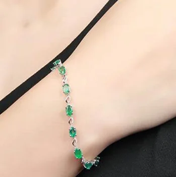 Ustvarili Smaragdno Gemstone Zapestnice za Ženske Pravi Nakit Verige Čar Zapestnico Fine Dragulj
